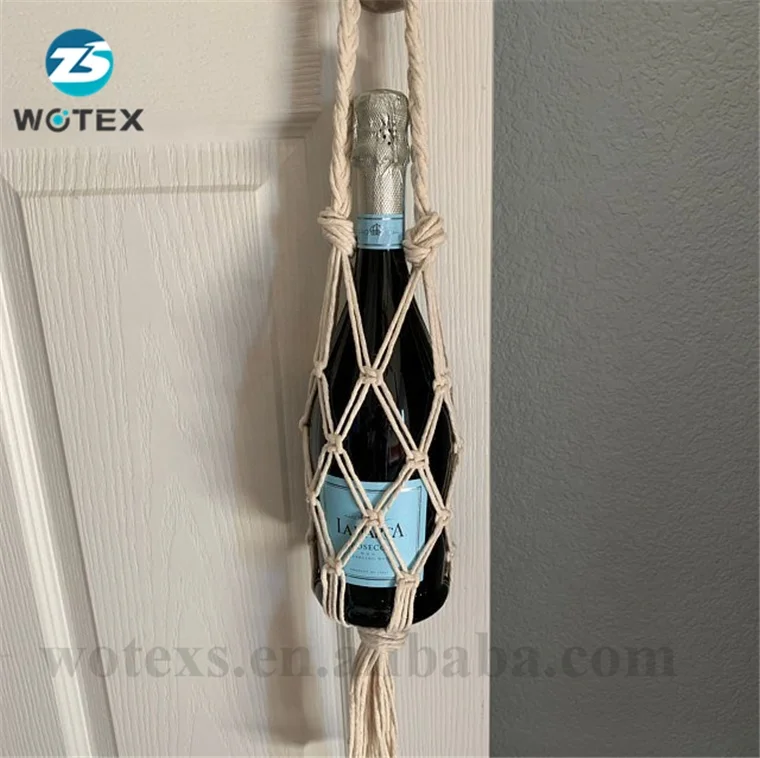 Factory price Macrame Hanging  Racks for Wine Bottle Gift Bag Wine Bottle Macrame Holder Carrying covers