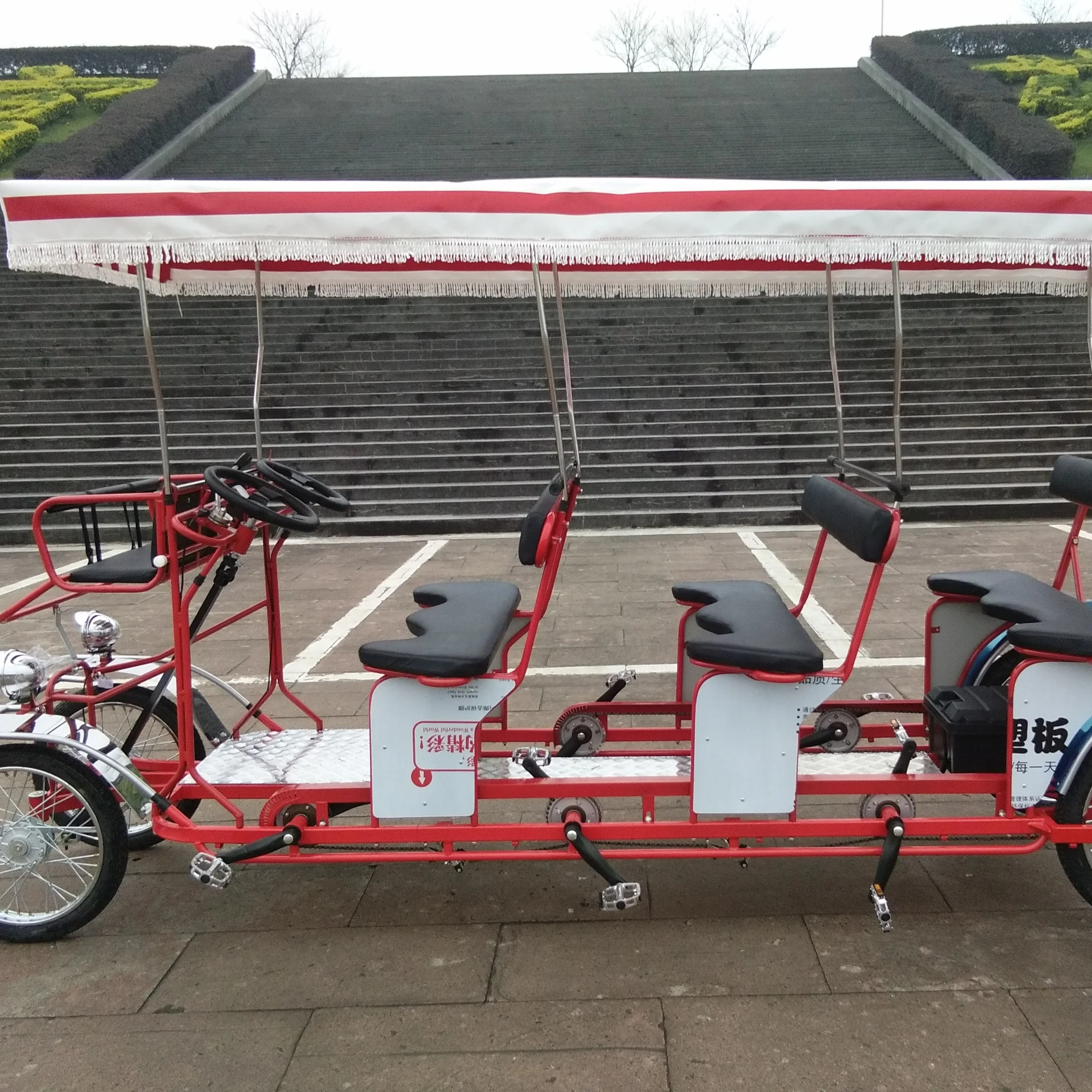 DELUXE EX-SIZE  6PERSONS ELECTRIC  SURREY BIKE WITH LED LIGHTS SURREY  QUADRICYCLE