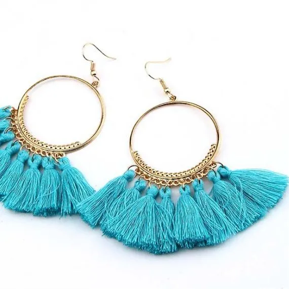 
Bohemia Tassel Earrings Fashion Big Circle Ear Rings Jewelry Accessories 