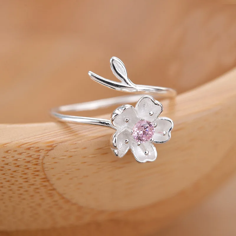 flower 925 sterling silver jewelry ring