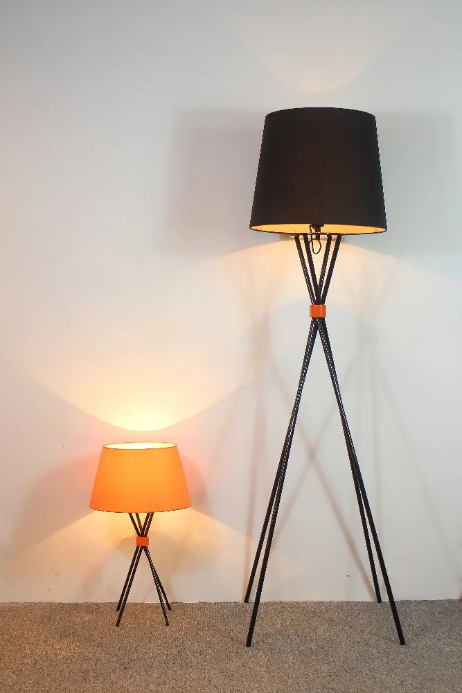 Colorful Lamp Shade Metal Fabric  Base Arc Indoor tripod floor lamp