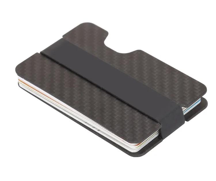 
(Td-CF21)Best black minimal carbon fiber slim money clip men accessory easy wallet 