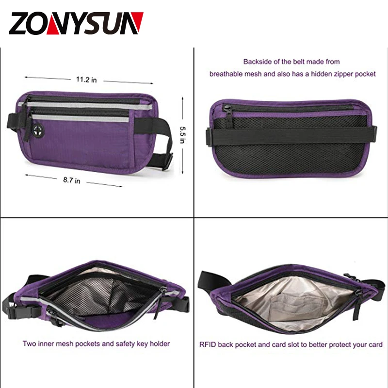 Outdoor Sport Waist Bag Rfid Fanny Pack Custom For Running Hiking