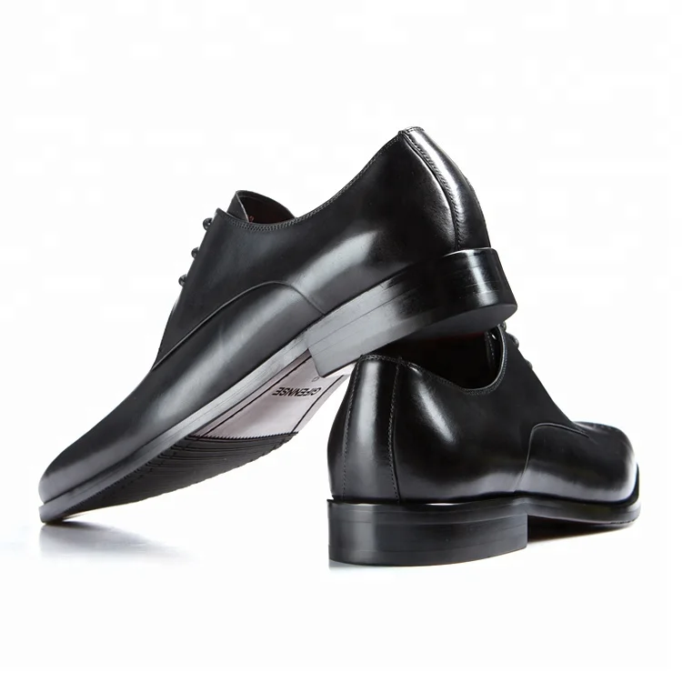 Trendy fashion vintage smooth leather black shoes for men
