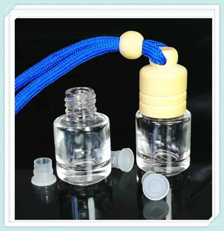 Wholesale Empty Cylinder Perfume Bottle Wooden Cap 5ml Car Fragrance Bottle Glass Screen Printing Clear Color or Custom 15 Days