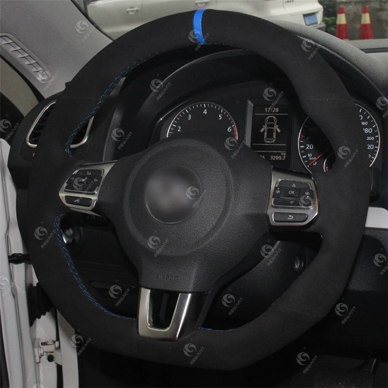 Hand Sewing Soft Suede Steering Wheel Cover for Volkswagen Golf 6 GTI MK6 VW Polo GTI Scirocco R Passat CC R-Line 2010