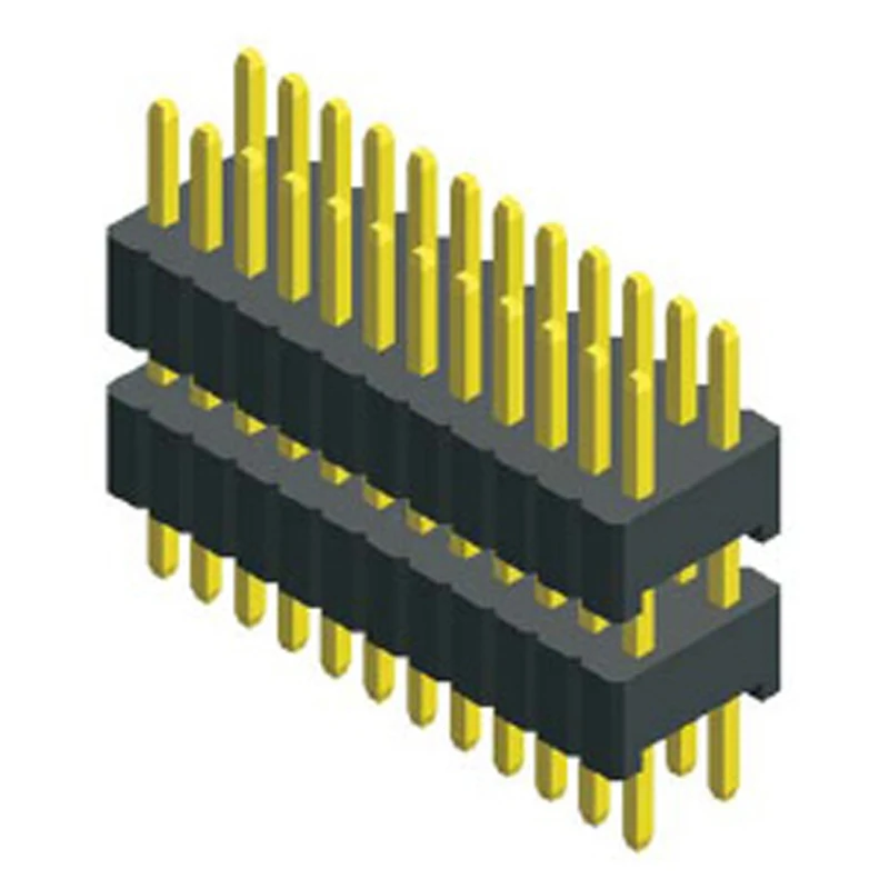 Gold Plated 1.27mm Male 2x20 Pin Double Layer Double Row Straight Pin Header