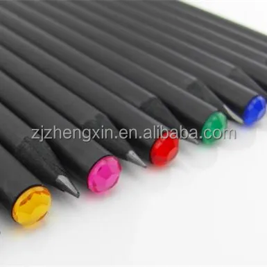 
Black Wooden Pencil with Crystal on Top HB Office & School Pencil,promotional Pencil Black or Natural Wood Color Bulk Packing 