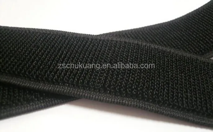 Factory supply flexible black and white hook and loop elastic straps with a buckle