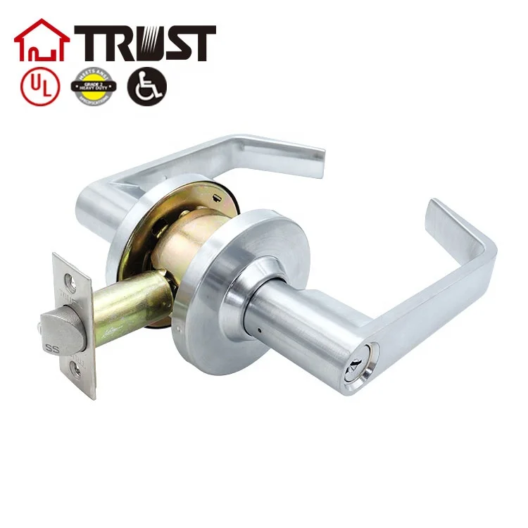 
TRUST 4475-SC Commercial Cylindrical Lever Heavy Duty Non-Handed Grade 2 Door Handle (Classroom, US26D) 