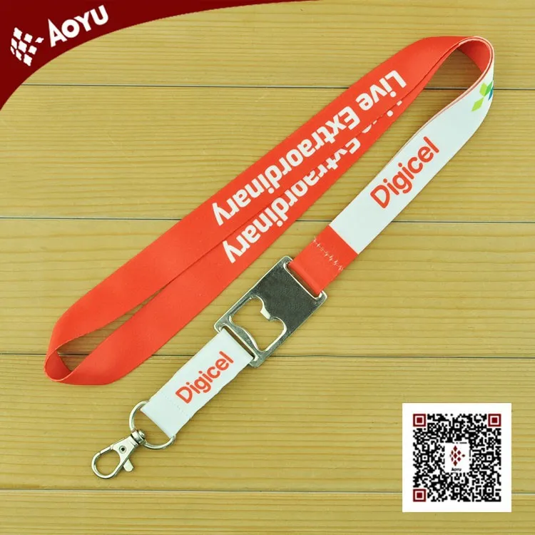 custom bottle opener lanyard with printing for beverage company / beer company