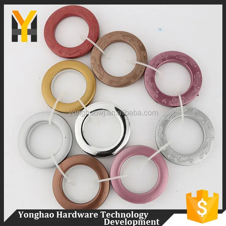 New coming contemporary colorful eyelet ring plastic beautiful curtain rod rings