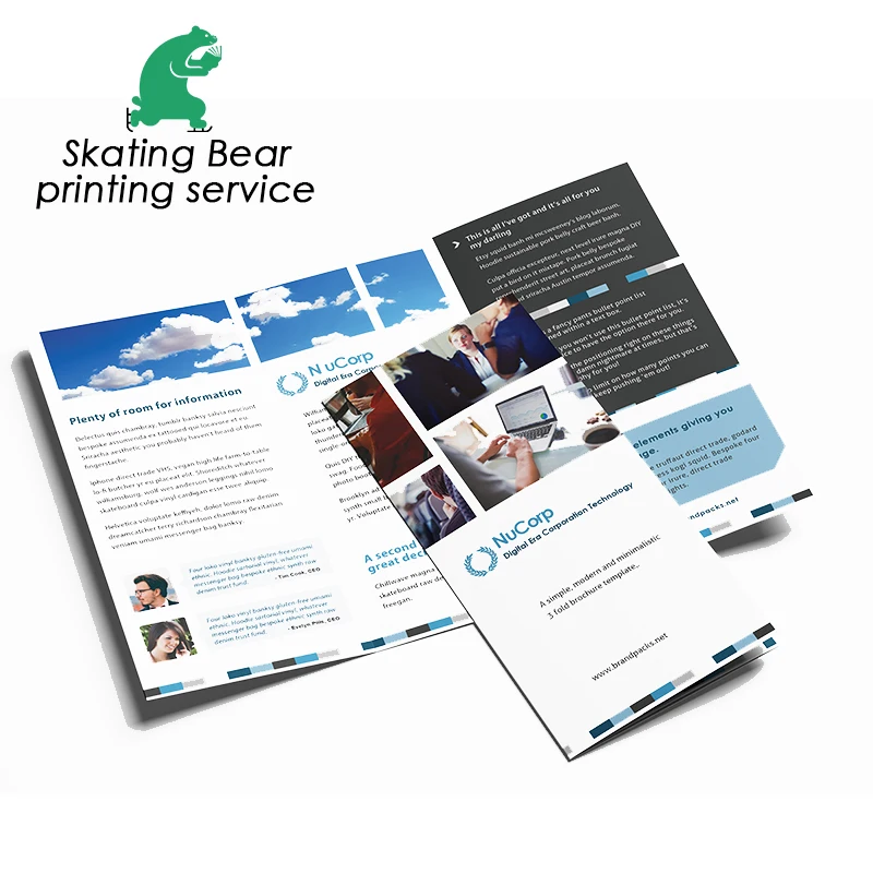 Z stylish folded leaflet brochure printing service A4 200 gsm glossy art paper with Hot Stamping fast delivery