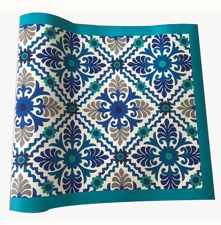 Hot Sale PVC Vinyl Rugs Carpet for Home and Outdoor with Ivory Barcelona Tile Printing