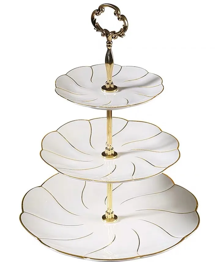 Wholesale Cheap Wedding Decorations 3 Tiers Small Disposable Cupcake Holder Gold Cardboard Cake Stand