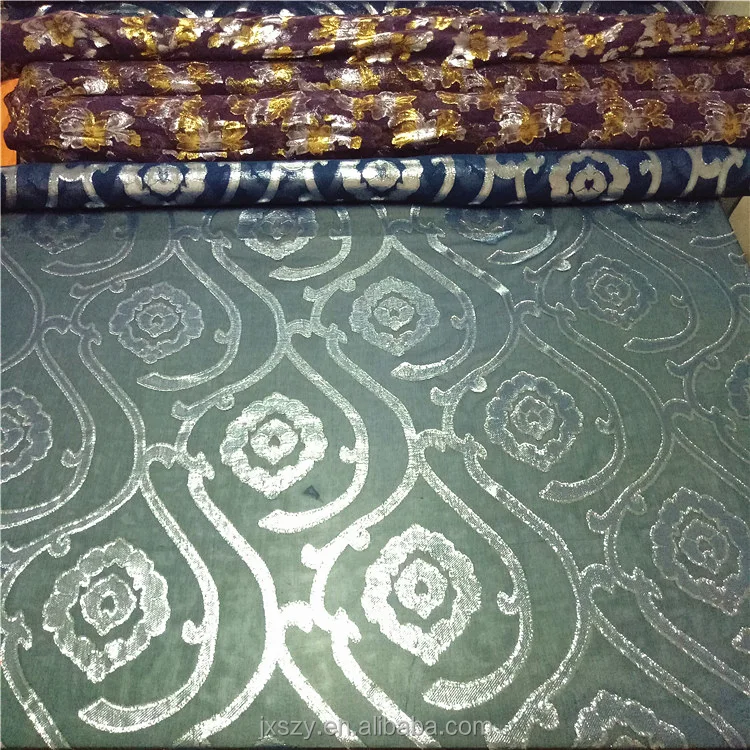 Шелковая шифоновая ткань металлик жаккард шелковая ткань
