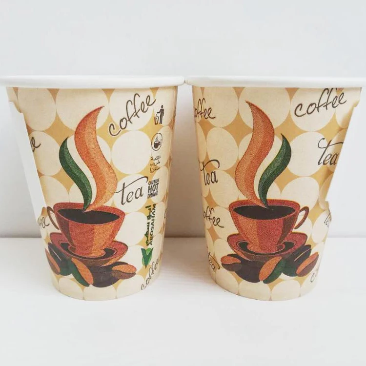 colorful 9oz cheap disposable coffee paper cup with handle single wall take away tea cup