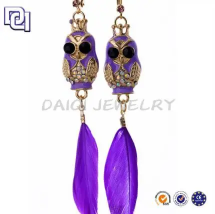 
WHOLESALE FASHION COSTUME EARRING CHINA,BEAUTIFUL EARRING DESIGN FOR WOMEN,SEX ANIMAL WOMEN FEATHER EARRING NEW MODEL 