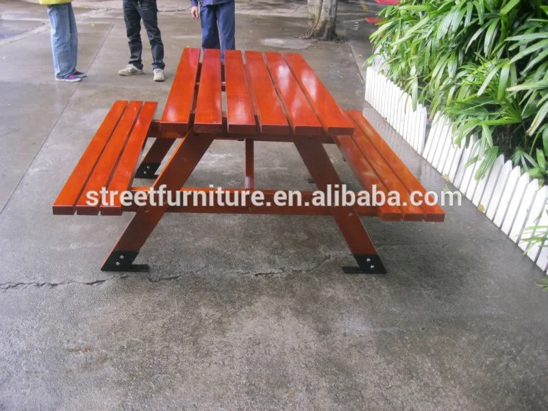 Factory sale 1500mm length wooden 2 seat bench with table,wooden bench table set