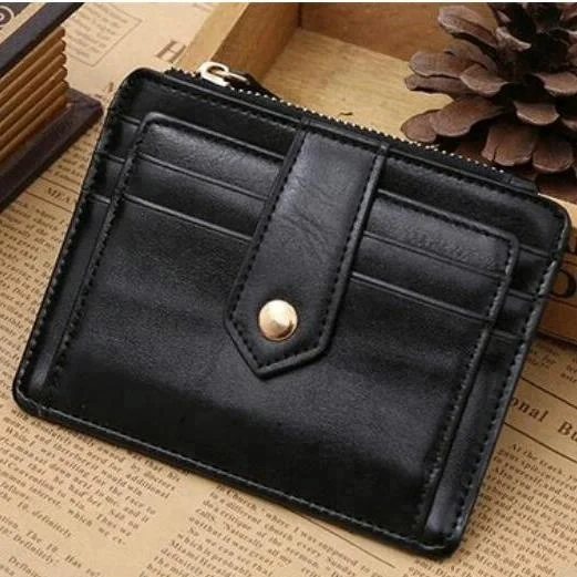 
Oil wax leather card holder custom mini case mens slim minimalist rfid blocking genuine leather credit card wallet 