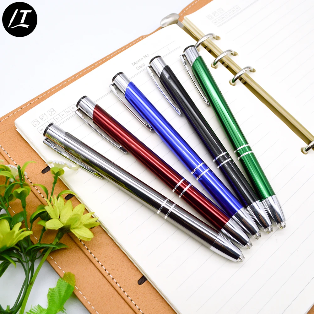 Wholesale Promo 2 in 1 multifunctional aluminum led torch light pen with light tip ball pen.