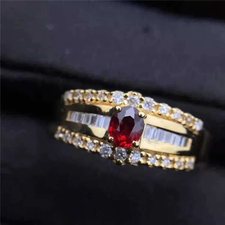 wholesale vintage classic gemstone jewelry 18k gold 0.25ct Sri Lanka natural red ruby ring for women
