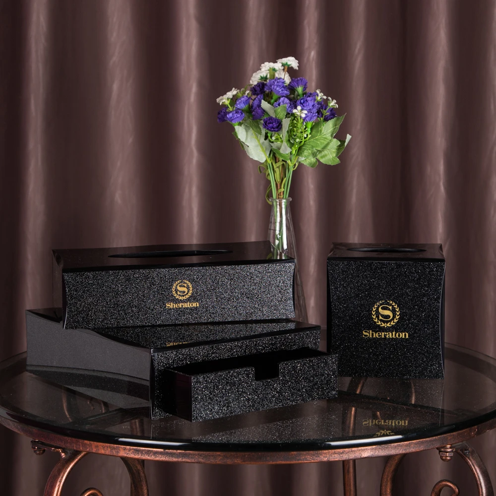 Customized luxury acrylic amenity series for restaurant hotel guest room supplies outlet