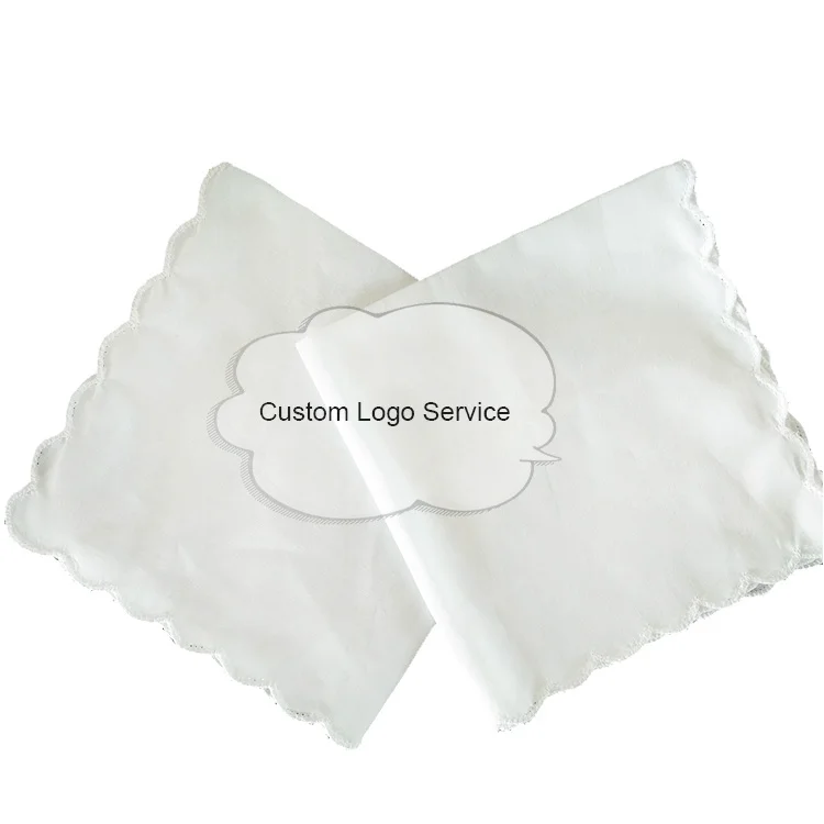 Low MOQ Custom Design Blank Ladies White Nice Handkerchiefs