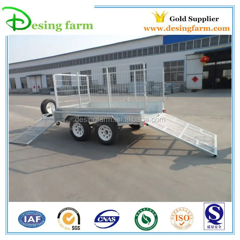 9x5 galvanized hydraulic tipper dump folding cage box trailer with tandem axle