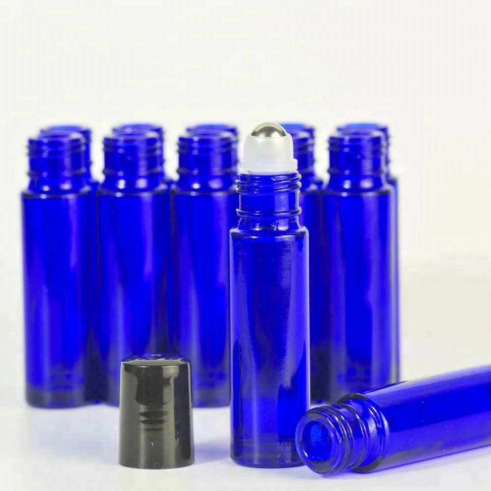 10ml essential oil roller on blue glass bottles