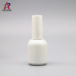 wholesale cute glossy pink color empty round shaped 10ml nail polish uv gel bottle with gel brush and long silver caps