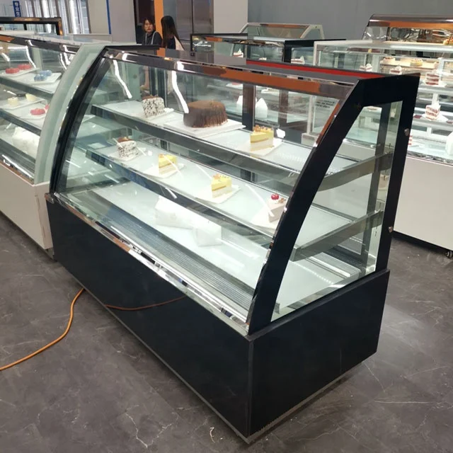 hot sale high quality 900mm two-layer cake cabinet glass display showcase showcase chiller