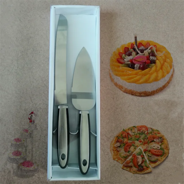 3 pack cake scoop tools set stainless steel pizza cutter cake knife and server set with transparent plastic crystal PS handle