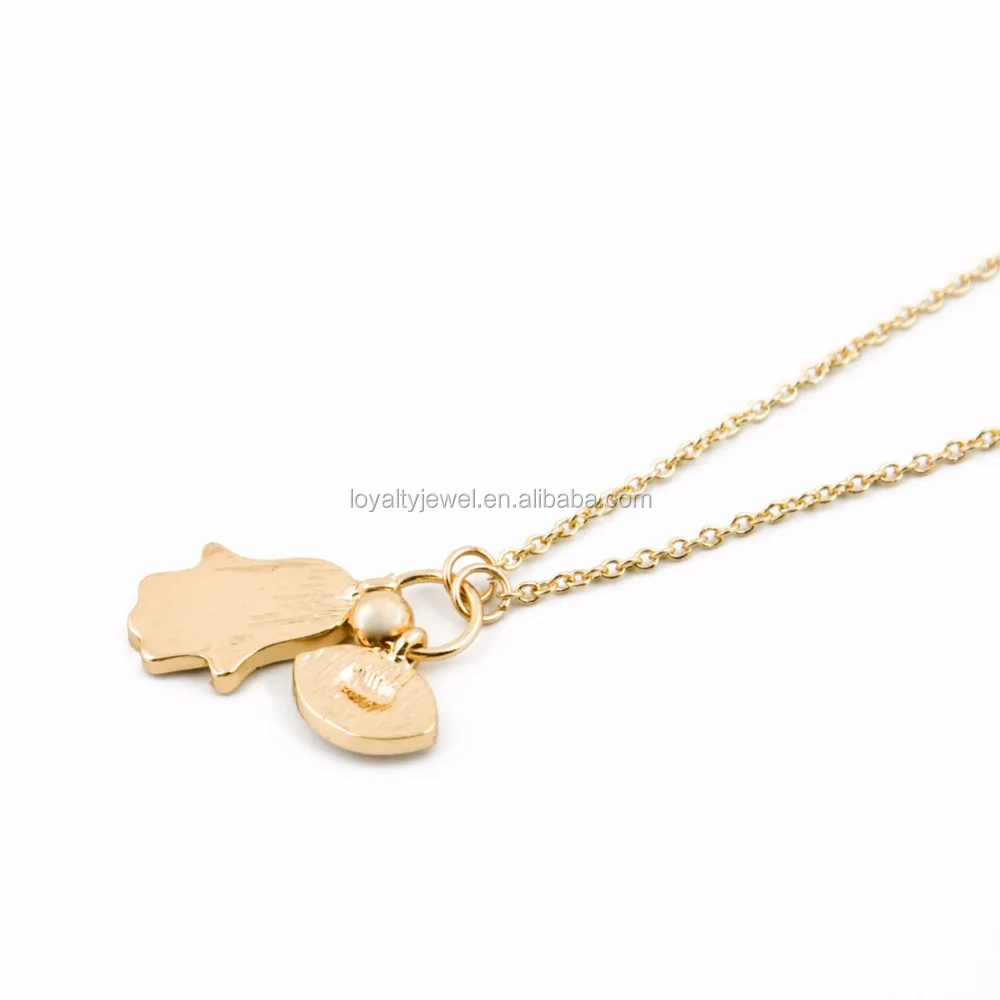 Hip hop necklace fashionable Egyptian Eye of Good Luck Fatima Hamsa Hand Pendant Necklace