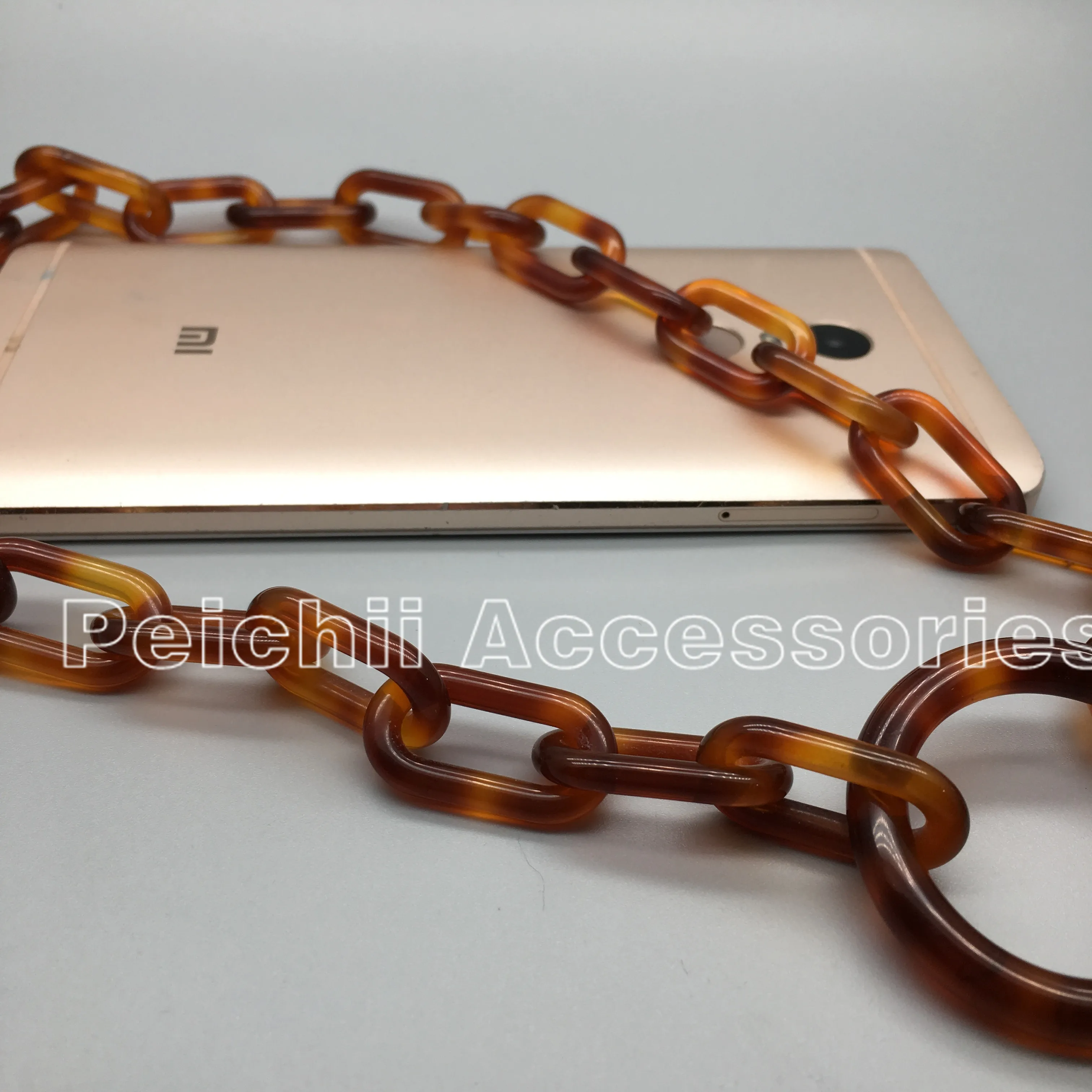 Peichi Tortoise shell acetate and acrylic hand bag chain handbag strap factory