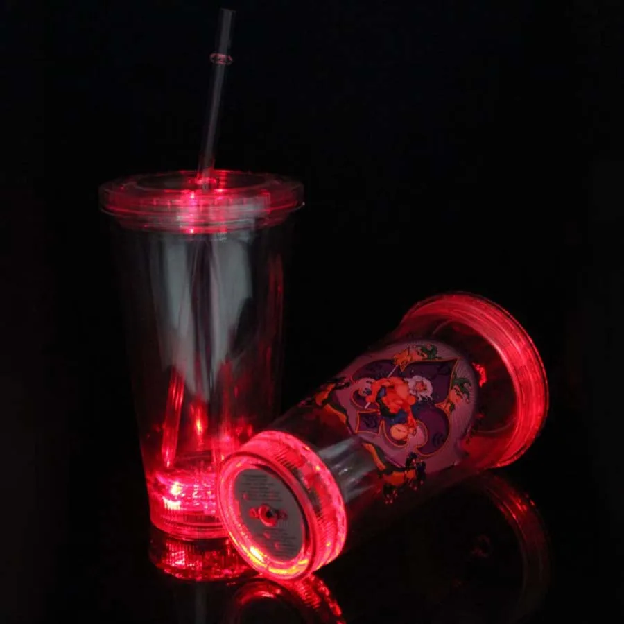 Promotional Custom Colorful  Straw Flashing  Juice Led Cup For Bar Party