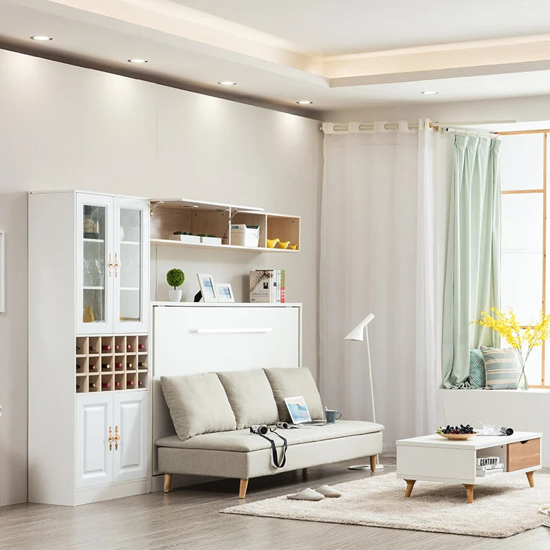 Widely used space saving adjustable murphy bed hardware beds bookshelf queen wall bed