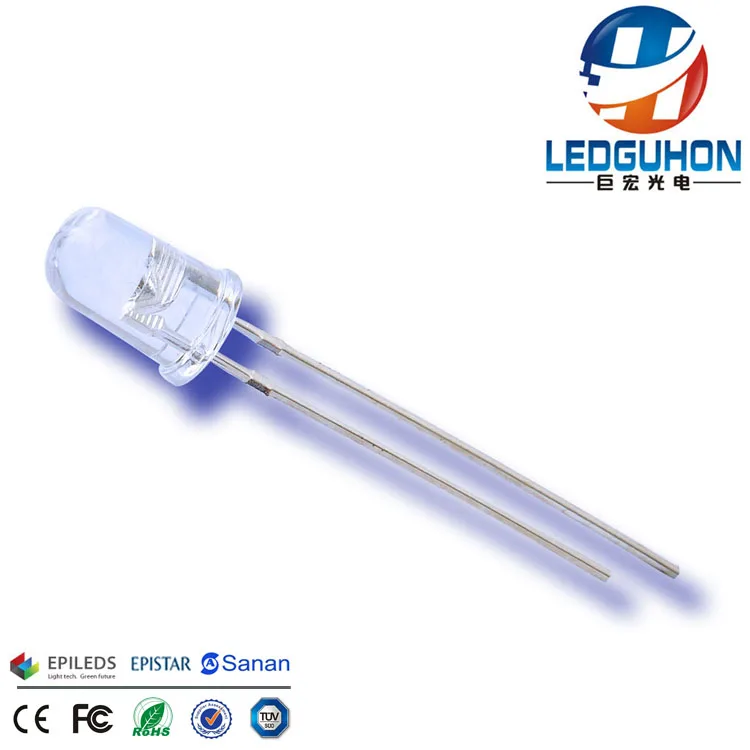 
through hole 5mm round uv 365nm led diode 