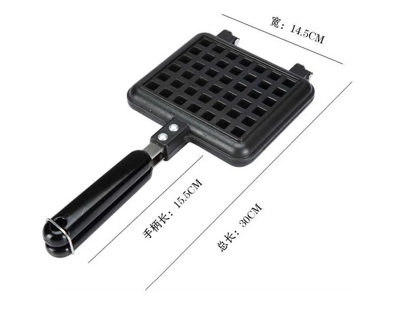 Waffle Mould Cast Aluminum Base Stovetop Belgium Waffle Iron Household Kitchen Gas Non-Stick Waffle Baking Pan Mold Press Plate