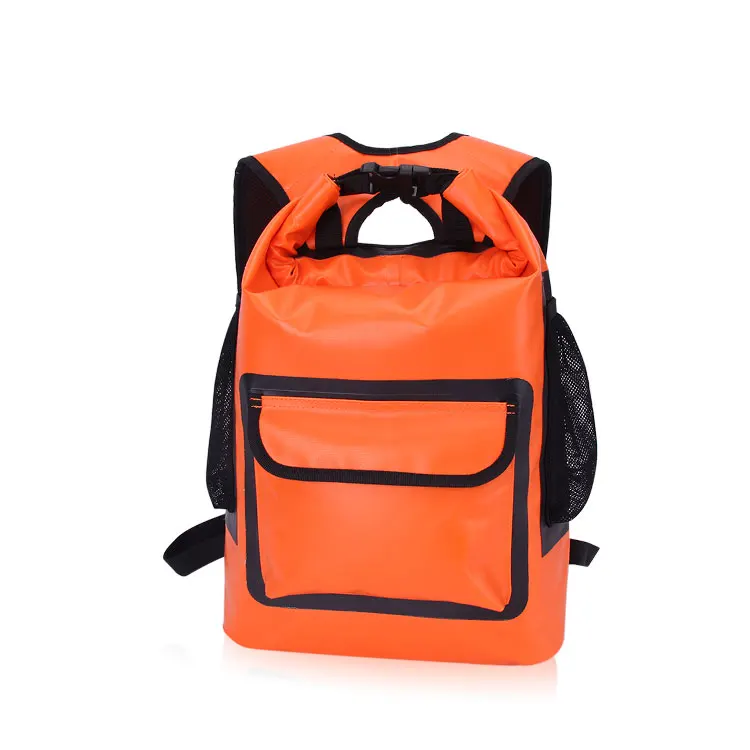 
Orange PVC Waterproof Dry Backpack Travelling Gear Bag 