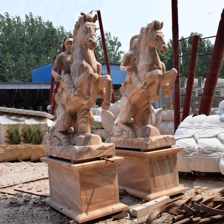 Hand carved saddlemen yamatoman sculpture in stock stone figure statues for sale