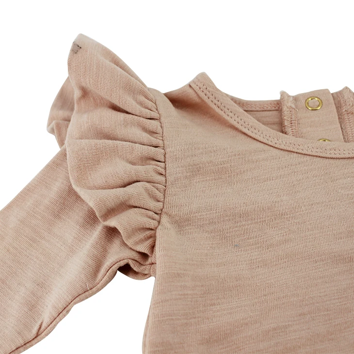 
Wholesale 2021 Customized Fashion Bamboo Organic Cotton Toddler Bodysuits Longsleeve Frocks Romper 