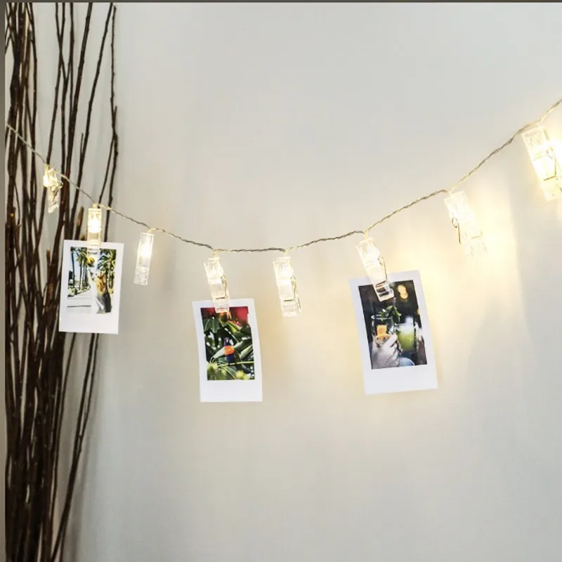 
20 LED Battery Powered Fairy Wire Lights LED Photo Clip String Lights For Bedroom Hanging Photo 