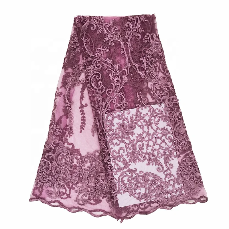 guangzhou bestway cheap african embroidered burgundy lace fabric