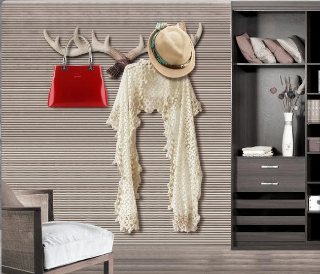HOT PROMOTIONAL SMALL LONG SIZE WALL MOUNTED HOUSE DECORATIVE RESIN LED LIGHT TREE BRANCH DEER HORN DESIGN HOOK HOLIDAY GIFT