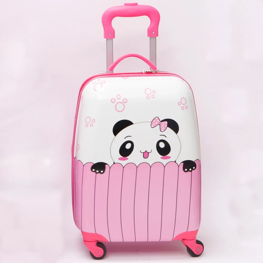 animal cartoon print kids roller luggage ABS PC 4 wheels kids travel carry luggage