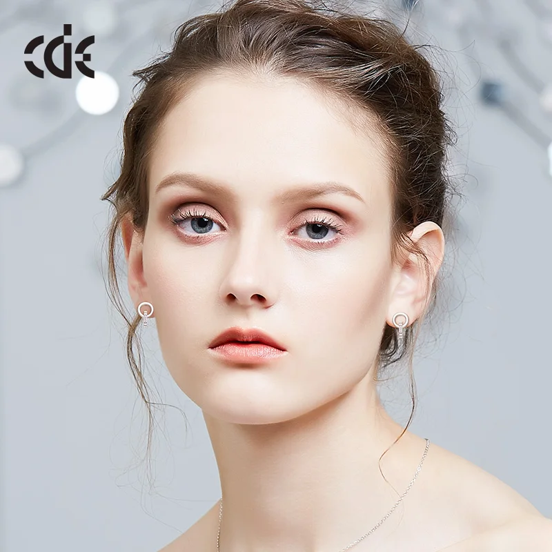 925 Silver Double Ring Women Stud Earring Circle