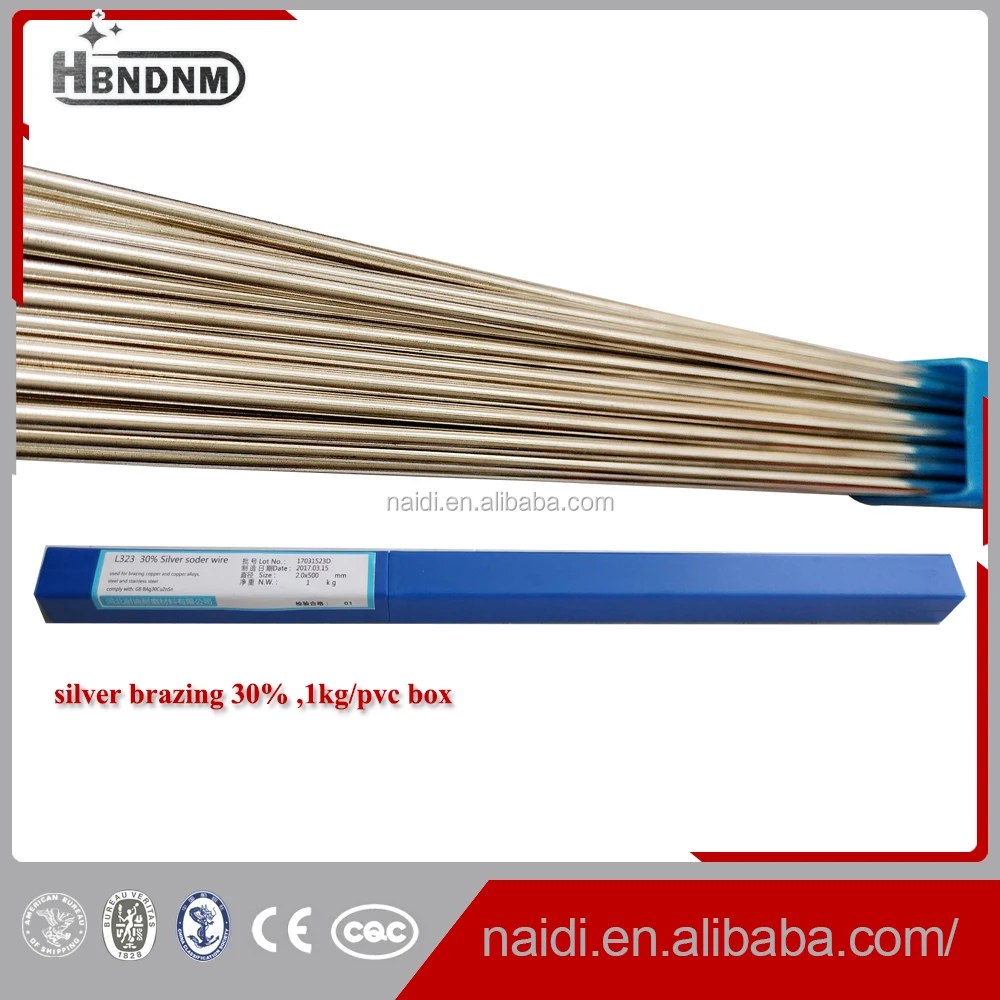 L323 30% Silver Cadium free brazing filler metal round 2mm welding rods BAg30CuZnsn