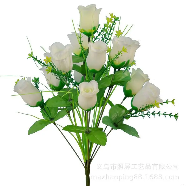 12 Heads Artificial Silk  Rose Bud  Flowers  Wedding Bouquets.