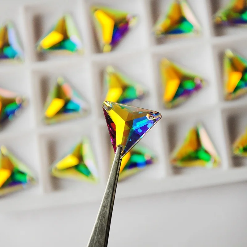 YANRUO 3270 Crystal Triangle Sew On Crystal Stones K9 Crystal Rhinestones Glass For Clothes Bag Shoes